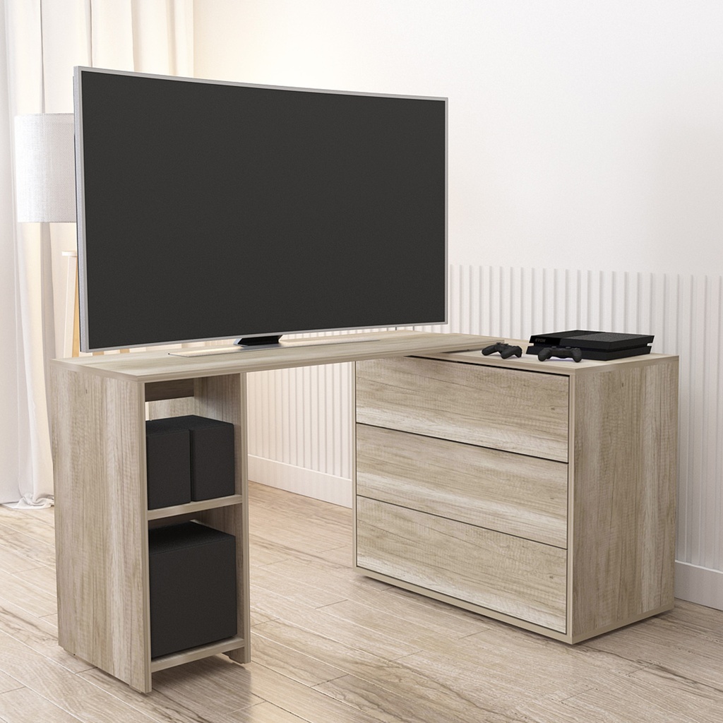 Mesa escritorio rack tv giratorio c/cajonera helsinky