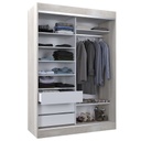 Vestidor 2 Puertas 1 Puerta Con Espejo 140X200 Blanco