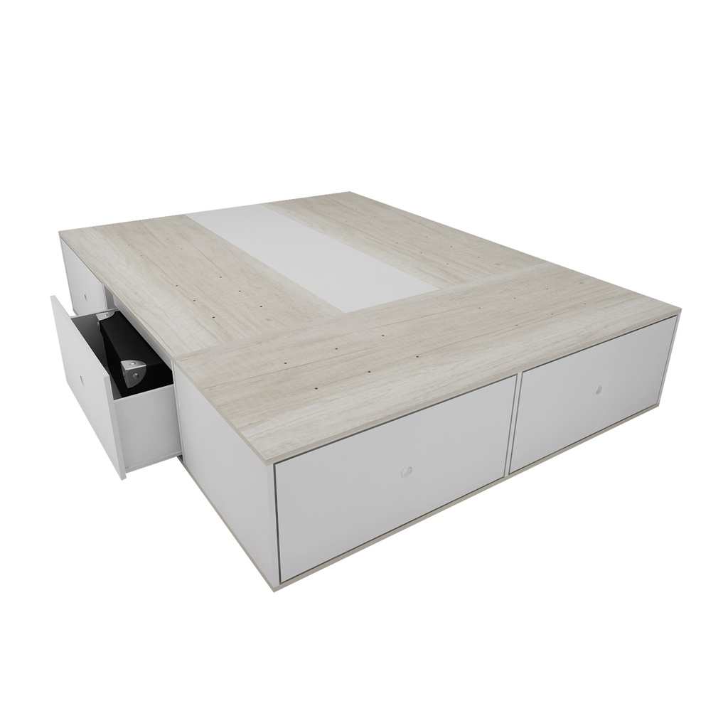 Base De Colchon Con 6 Cajones 170 Cm Ancho Helsinki/Blanco