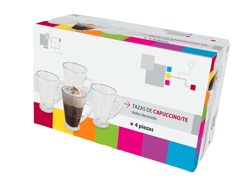 Taza Capuch.Vidrio, Set X 4
