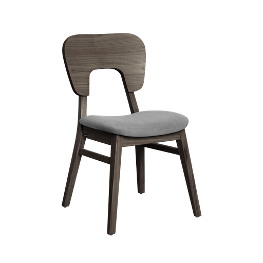 [801927] (D) Silla Naoto Ceniza Respaldo Madera Tapizado Gris Claro